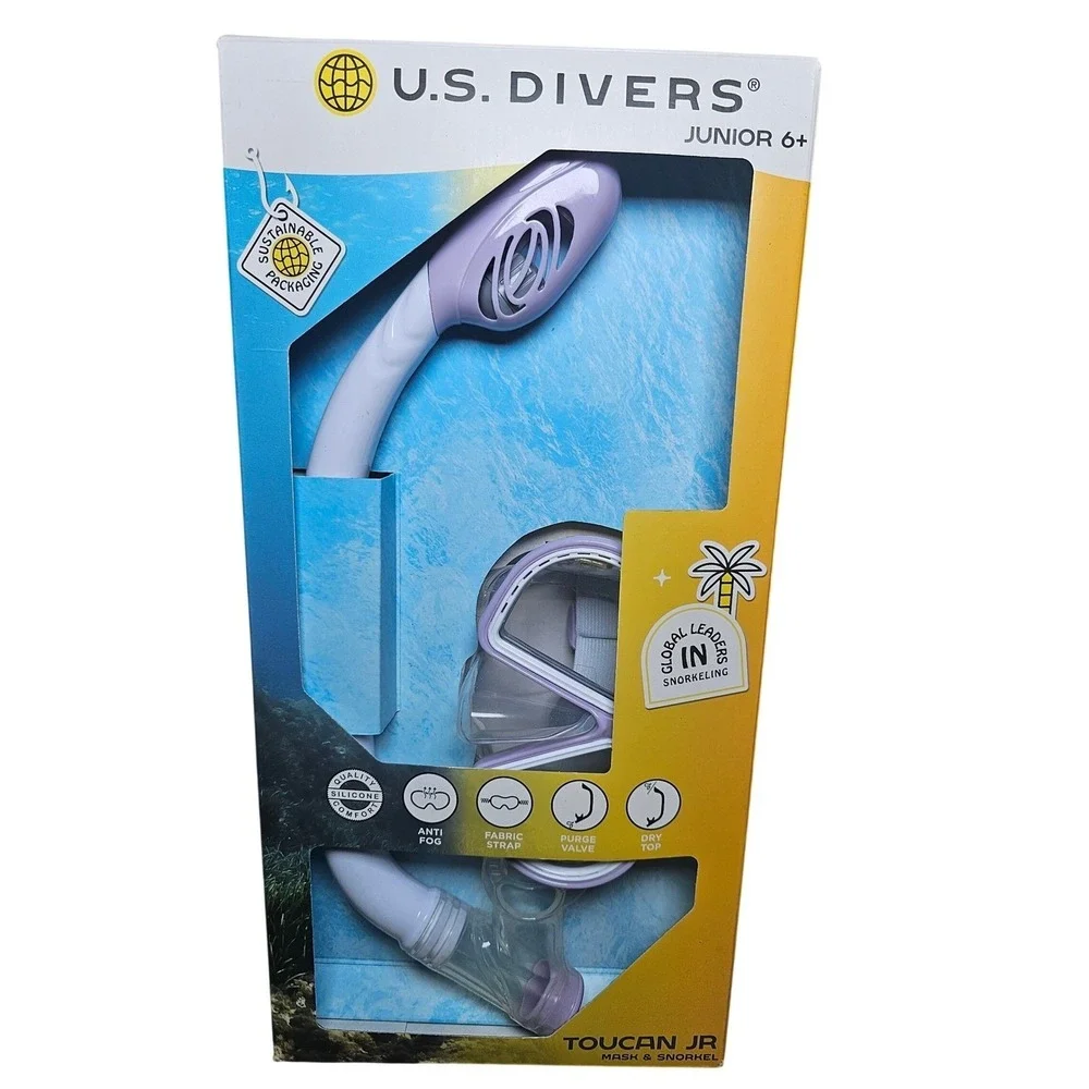 US Divers Toucan Jr Kids Snorkel Mask Set Purple White Junior 6+ SC2101020